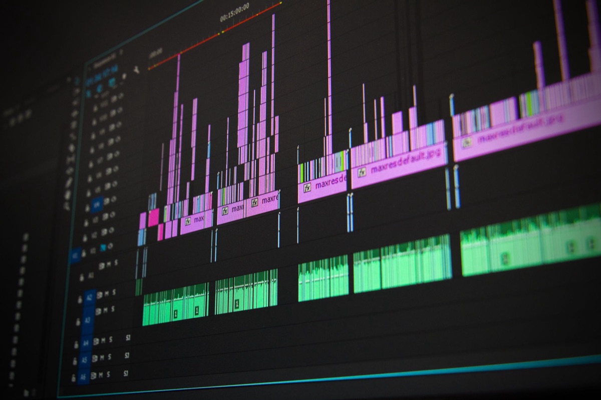Línea de tiempo de edición de vídeo digital.