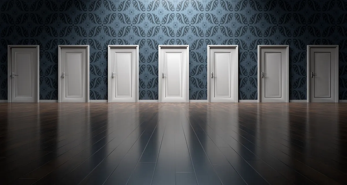 doors, choices, choose, decision, opportunity, choosing, option, entrance, decide, doorway, select, alternative, future, entering, chance, exit, confusion, laby