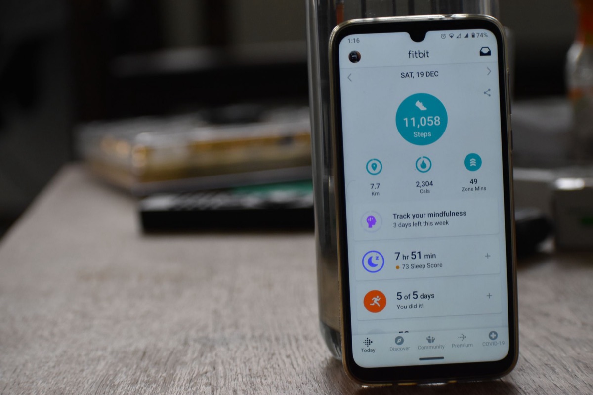 Interface d'une application de santé